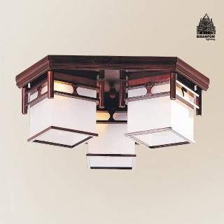 【必登堡】璇宮吸頂燈 3燈 B564171(和室燈/宮燈/古典/復古/藝術/原木/LED/古代宮廷風)