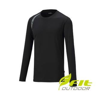 【Fit 維特】男涼感吸排抗uv長袖圓領上衣-經典黑-OS1101-79(t恤/男裝/上衣/休閒上衣)