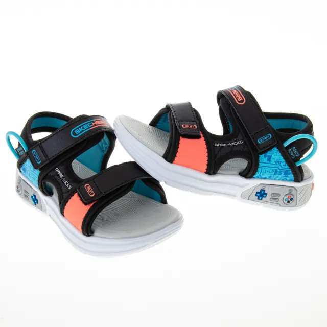 【SKECHERS】男童 涼鞋 拖鞋系列 POWER SPLASH 遊戲機主題涼鞋(402264LBKMT)