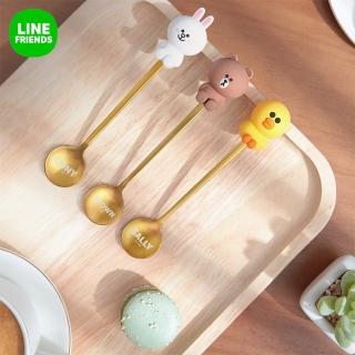 【LINE FRIENDS】熊大兔兔造型304不鏽鋼長柄攪拌勺湯匙(攪拌匙 咖啡勺)