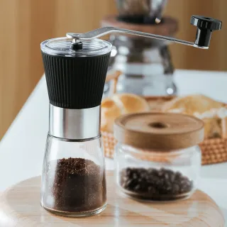 【享受現磨】玻璃手搖咖啡研磨器(不鏽鋼 可調粗細 研磨機 磨豆機 磨粉機 咖啡粉 手動磨豆 磨咖啡豆)
