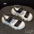 【J&H collection】新款顯瘦一字軟皮厚底涼鞋(現+預  白色 / 黑色)