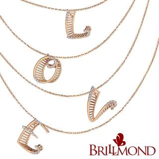 【BRILLMOND JEWELRY】天然鑽石 18K玫瑰金 5-8分 字母 鑽墜(天然鑽石總重5-8分 18K玫瑰金臺)