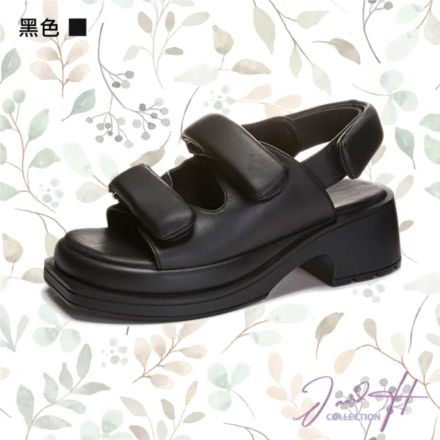 【J&H collection】時尚增高魔鬼氈運動涼鞋(現+預 黑色 / 白色)