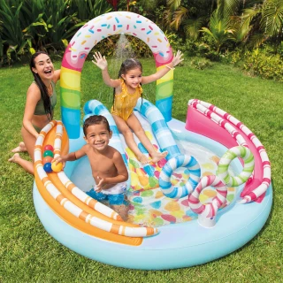 【INTEX】Vencedor 糖果樂園戲水池 充氣游泳池(家庭游泳池 兒童游泳池-1入 加贈光滑沙灘球*1)