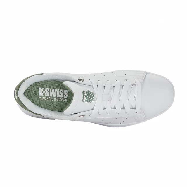 【K-SWISS】時尚運動鞋 Classic PF-男-白/莫蘭迪綠(小白鞋 08505-193)