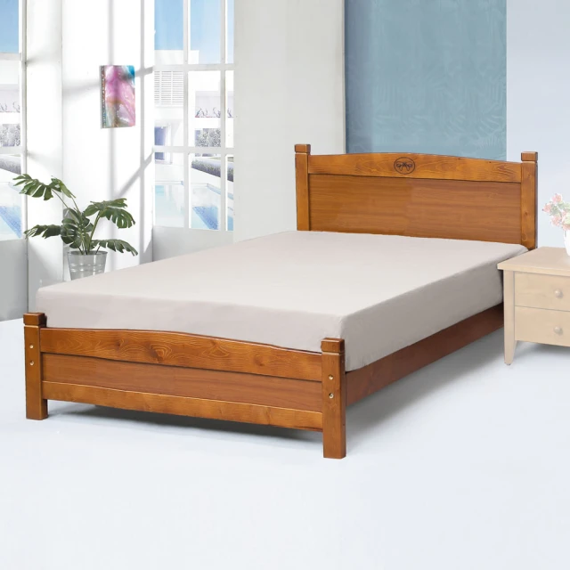 柏蒂家居 摩奇3.5尺單人書架型插座床頭實木床架(兩色可選)