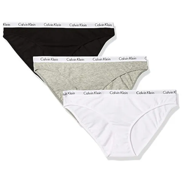 【Calvin Klein 凱文克萊】2023女時尚彈力棉質黑灰白色比基尼混搭3件組-網(預購)