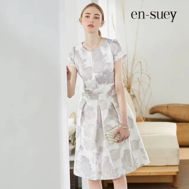 【en-suey 銀穗】微奢細閃提織花禮服洋裝-女