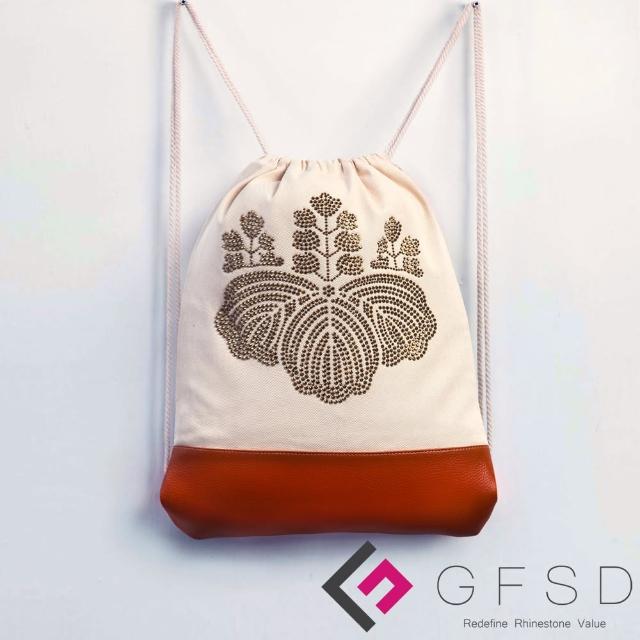 【GFSD璀璨水鑽精品】豐臣秀吉-金鑽(戰國武將家徽抽繩束口後背包)