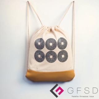 【GFSD璀璨水鑽精品】真田幸村-礦黑(戰國武將家徽抽繩束口後背包)