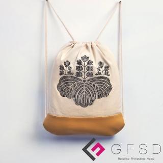 【GFSD璀璨水鑽精品】豐臣秀吉-礦黑(戰國武將家徽抽繩束口後背包)