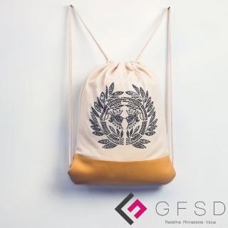 【GFSD璀璨水鑽精品】伊達政宗-礦黑(戰國武將家徽抽繩束口後背包)