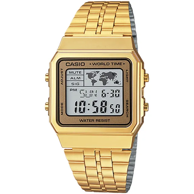 【CASIO 卡西歐】全球地圖復古風電子錶(A500WGA-9)