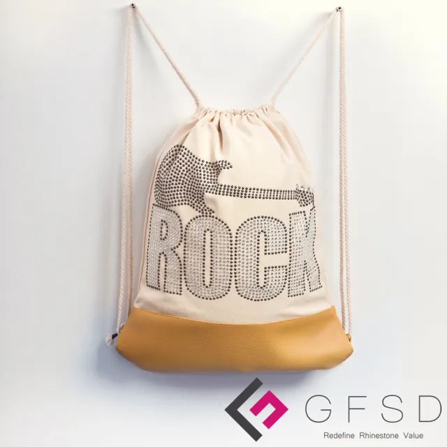【GFSD璀璨水鑽精品】雙11 就是愛搖滾!ROCK&ROLL吉他(搖滾抽繩束口後背包)