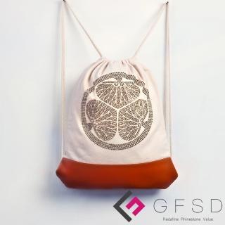 【GFSD璀璨水鑽精品】德川家康-金鑽(戰國武將家徽抽繩束口後背包)