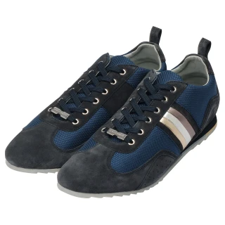 【DOLCE&GABBANA】三色斜紋造型麂皮休閒鞋(藏藍X深藍CS0716-A9S34-8S956)