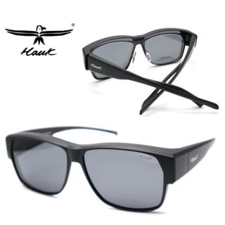【Hawk 浩客】專業偏光套鏡 高質感外掛偏光太陽眼鏡 護眼防曬 HK1024-02 霧黑框深灰偏光鏡片 公司貨