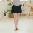 【CUMAR】休閒彈力竹節棉雙排釦後鬆緊腰短褲裙(藍 綠 杏/魅力商品)