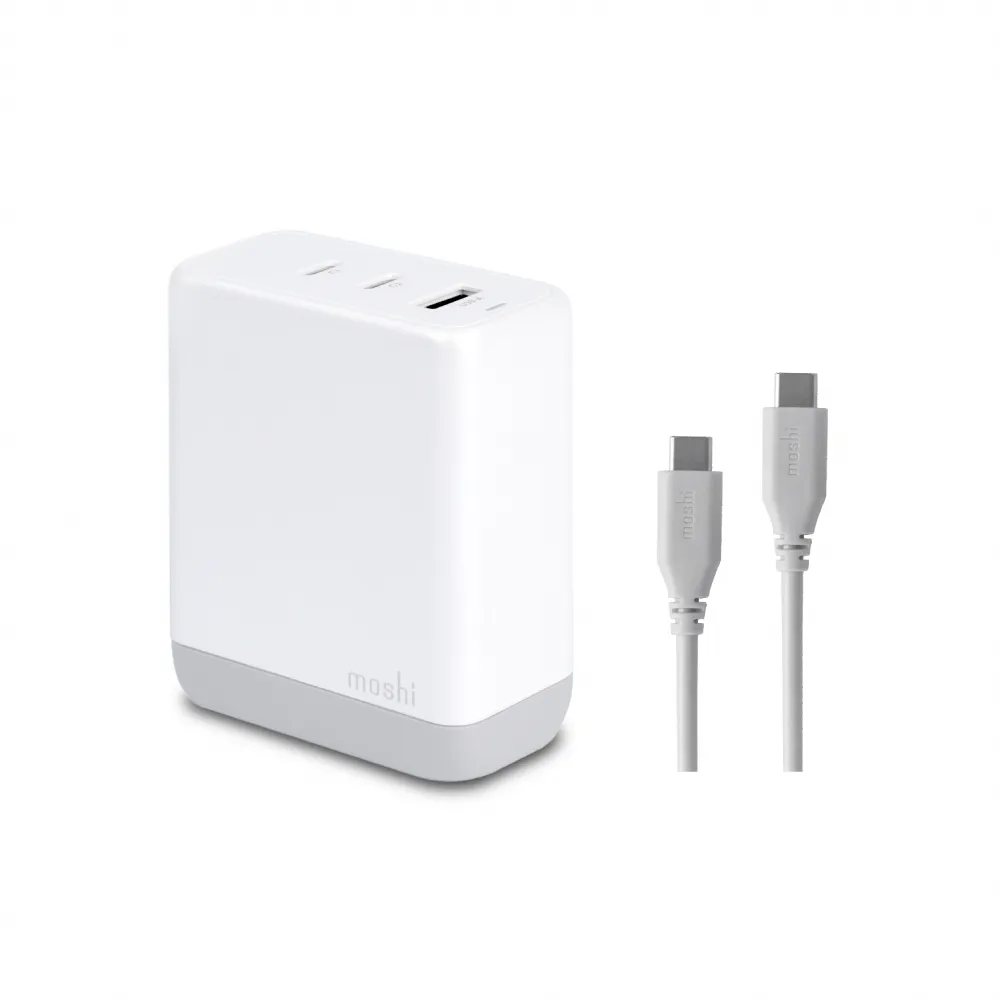 【moshi】Rewind 100W USB-C GaN 氮化鎵充電器(內附 1.2米 USB-C 快充線)