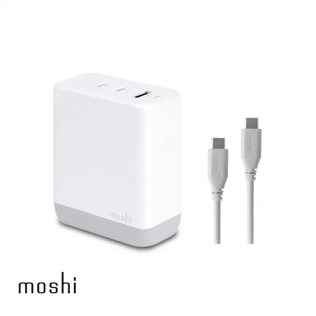 【moshi】Rewind 100W USB-C GaN 氮化鎵充電器(內附 1.2米 USB-C 快充線)