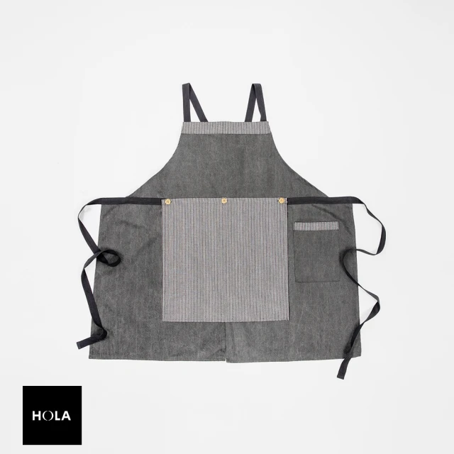 【HOLA】簡約條紋圍裙80x86cm-瑪瑙黑