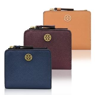 【TORY BURCH】十字紋防刮皮革按釦短夾