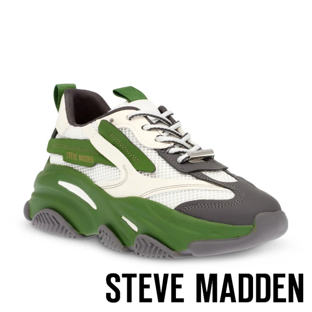 【STEVE MADDEN】POSSESSION-E 拼接厚底武士老爹鞋(綠白色)