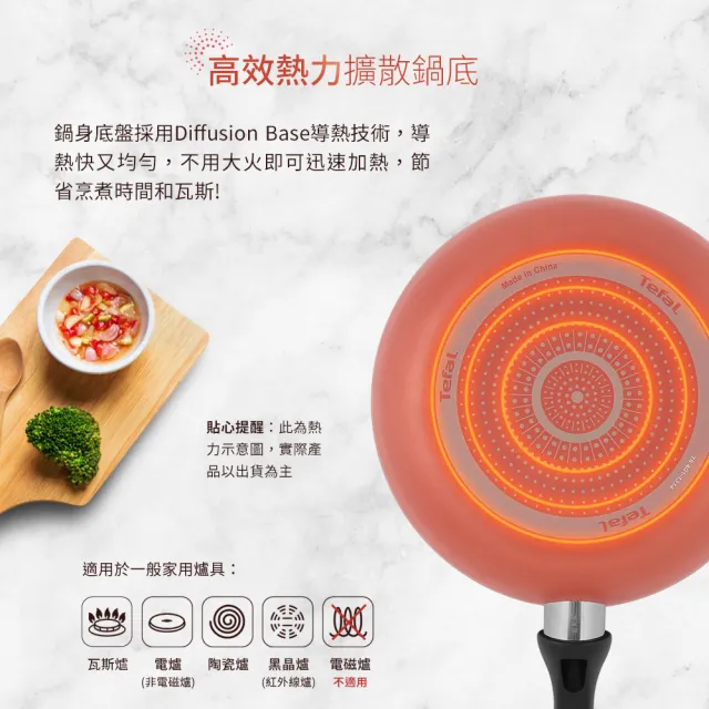 【Tefal 特福】玫瑰紅系列28CM不沾鍋深平底鍋