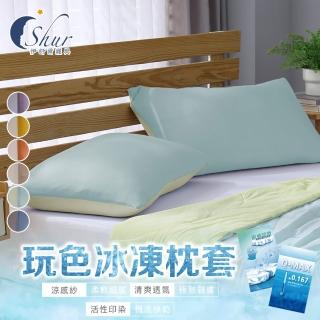 【ISHUR 伊舒爾】買1送1 玩色雙面冰凍枕頭套(涼感 枕套 多款任選 速達)