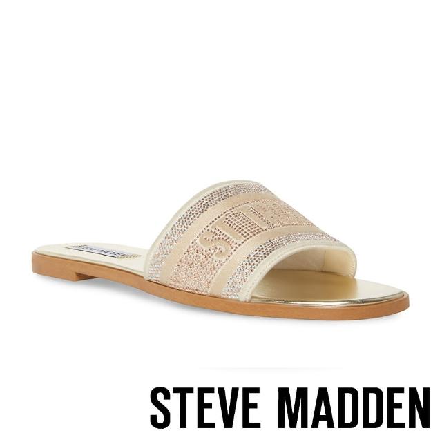 【steve madden】KNOX 刺繡平底休閒拖鞋(金色)