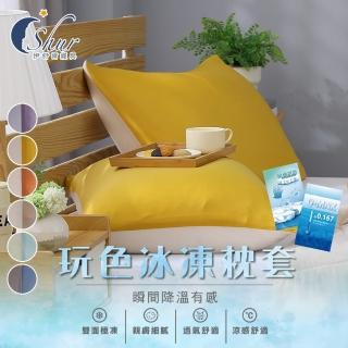 【ISHUR 伊舒爾】玩色雙面冰凍枕頭套1入(涼感 枕套 多款任選 速達)