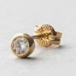 【ete】K18 經典單鑽包鑲鑽石耳環-0.20ct(金色 玫瑰金色)