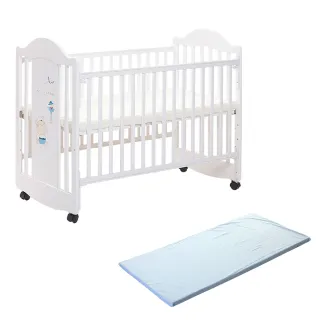 【美國 L.A. Baby】達拉斯嬰兒床/搖擺中床/童床/原木床(白色)