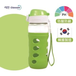 【glassom】韓國pop防漏玻璃水瓶450ml(蘋果綠)