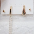 【BBHONEY】韓國製四件組金屬簡約耳環珍珠長鍊造型 耳針(韓國東大門飾品)