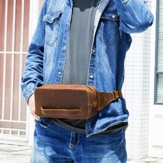【米蘭精品】現貨+預購 真皮胸揹包胸包真皮革側揹包隨身男包包(男士復古百搭真皮斜背腰包2色74es24)