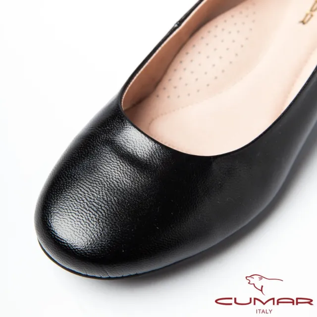 【CUMAR】CUMAR高雅風尚質感羊皮低跟鞋(黑)