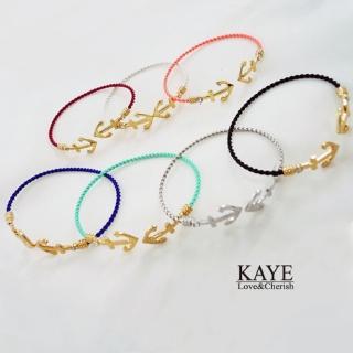 【Kaye歐美流行飾品】海錨水鑽開口編織鍊手環
