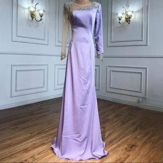 【女神婚紗禮服】高階長袖手工縫珠魚尾宴會晚禮服 LA71152 紫羅蘭(年會主持 敬酒服)