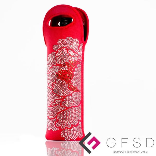 【GFSD璀璨水鑽精品】牡丹(奧地利水鑽酒袋l保溫隔熱袋)