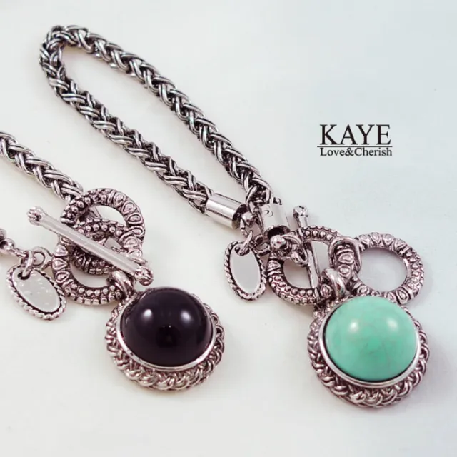 【Kaye歐美流行飾品】圓形寶石復古編織粗鍊手環