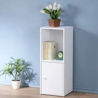 【Homelike】現代風二格單門置物櫃/書櫃(白色)