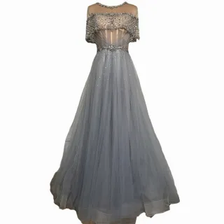 【女神婚紗禮服】高端鑲鑽露肩宴會晚禮服LA70352 淺藍色(敬酒服 主持)