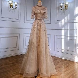 【女神婚紗禮服】高階奢華手工縫珠氣質宴會晚禮服 LA71378 金色(宴會 媽媽服)