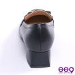 【ee9】MIT質感造型金屬飾扣方塊跟樂福鞋-黑色-0268909 10(方塊跟)