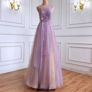 【女神婚紗禮服】高階粉色網紗抹胸型宴會晚禮服LA70889(訂婚 結婚)