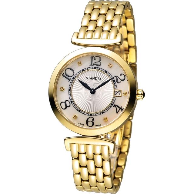 【Standel】Luxury 詩丹麗 極光系列時尚鑽錶(5S1501-111YG-WM 金色)