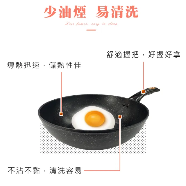 【CLARE 可蕾爾】典鑽鑄造不沾炒鍋30cm無蓋 台灣製造(適用IH及各式爐具)
