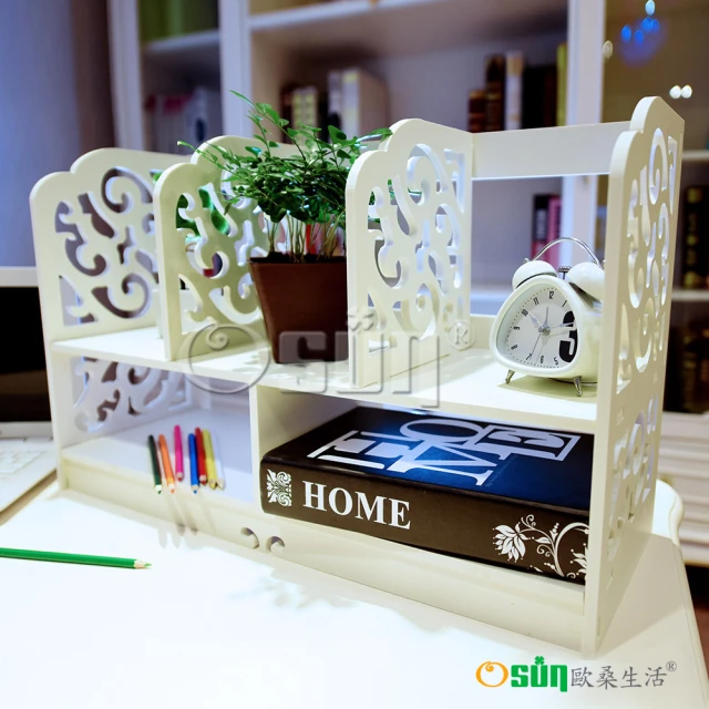 【Osun】DIY木塑板 歐式白色雕花經典巴洛克桌上型書架(生日禮物學生情人節CE178-BLK60)